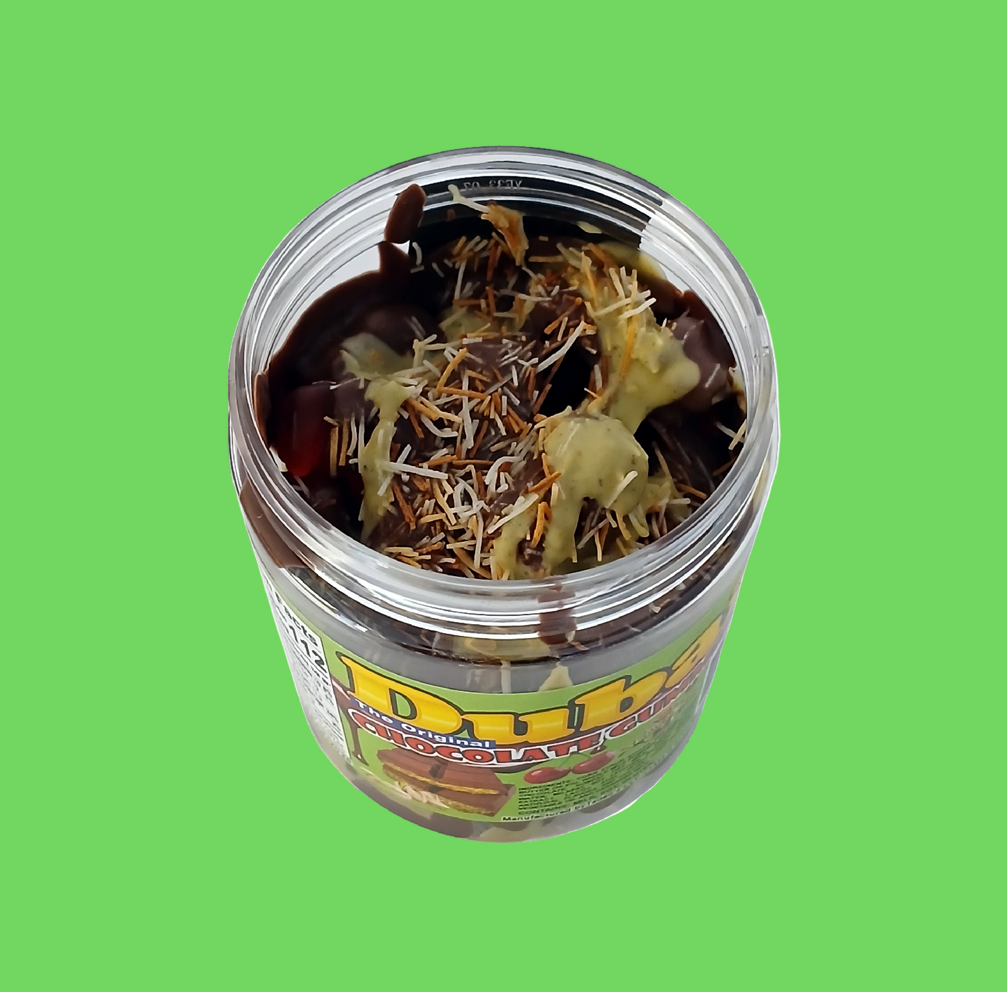 Dubai Chocolate Gummies with Lemon or Cherry Gummy Flavors