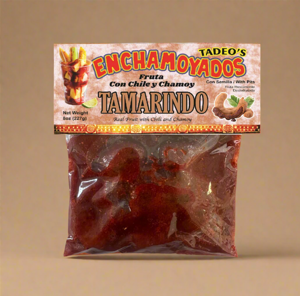 Bag of Tadeo's Enchamoyados Tamarindo with a colorful label on a white background